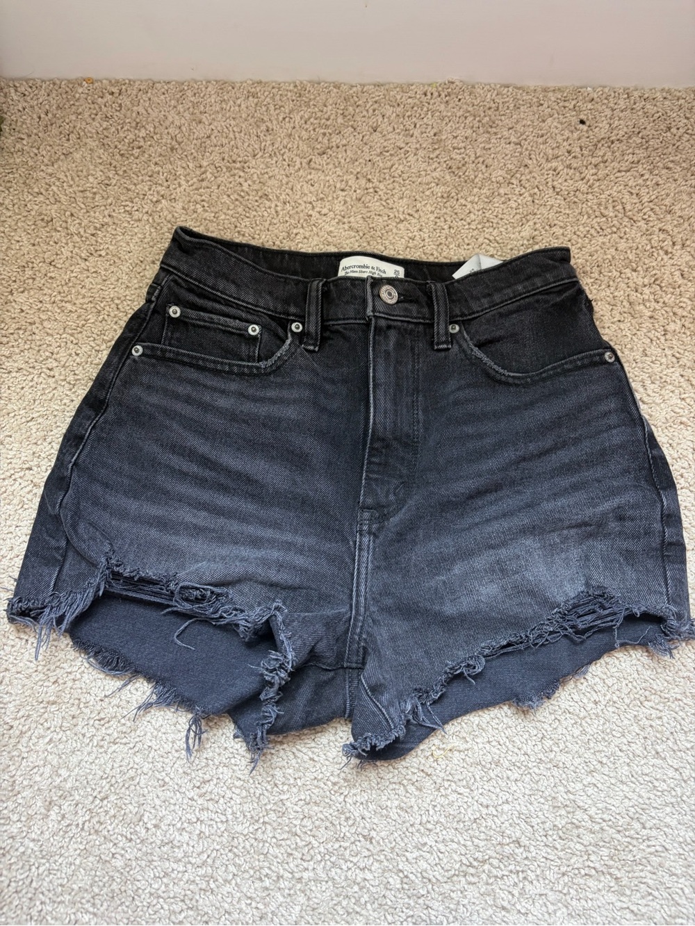 Abercrombie & Fitch Black Distressed High-Rise Jean Shorts